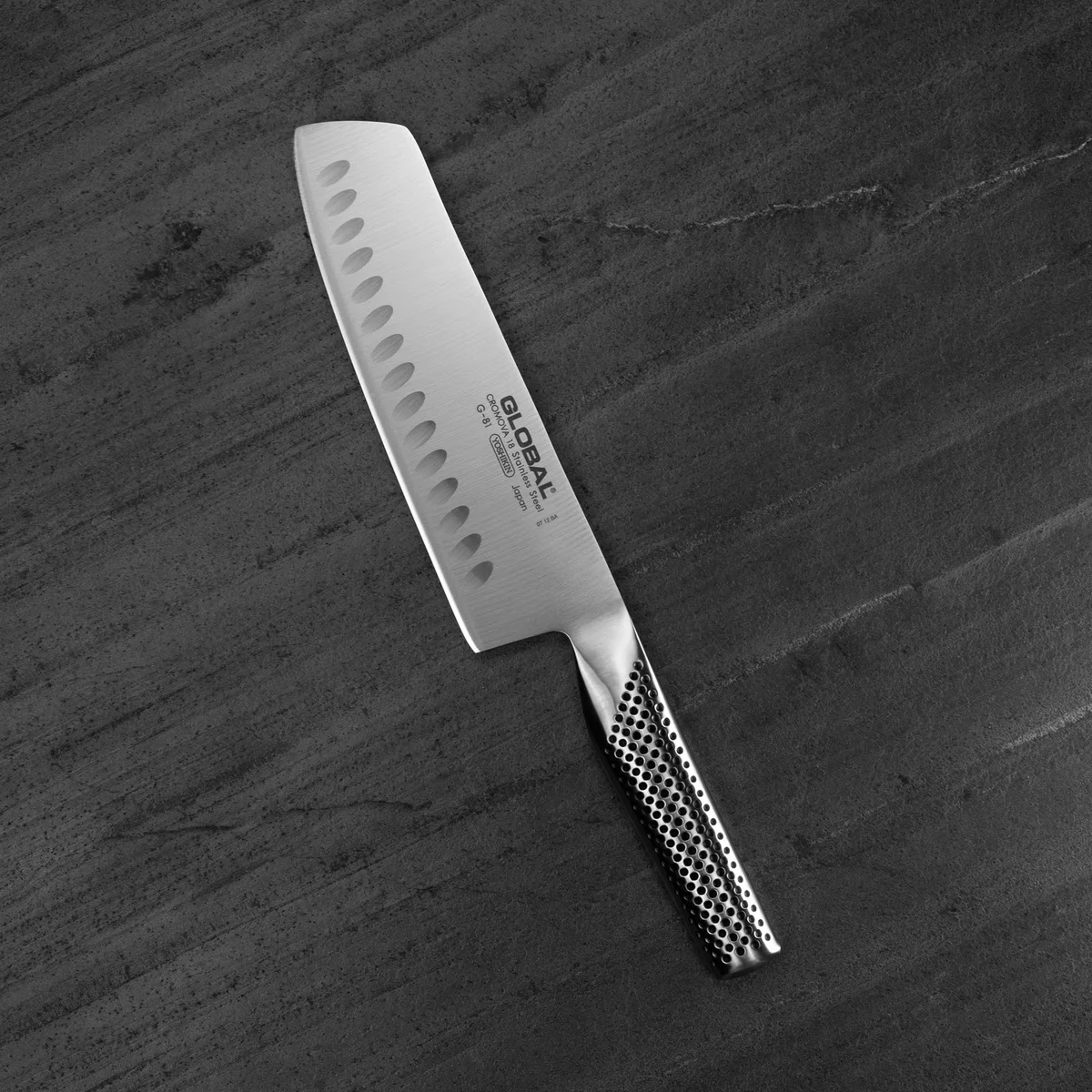 Global G-81 Nóż do warzyw Nakiri żłobiony 18 cm — zdjęcie 7