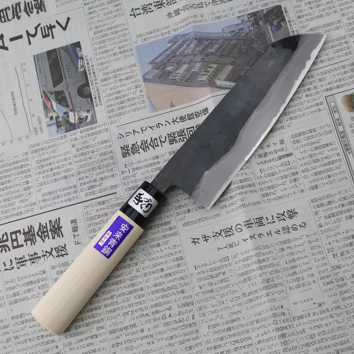 Kanetsune Aogami#2 Kurouchi Nóż Santoku 16,5 cm — zdjęcie 5