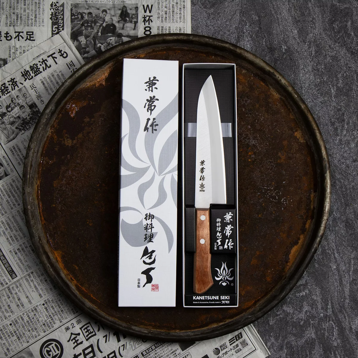 Kanetsune Seki 510 Shiro-2/SS Nóż Szefa Kuchni Gyuto 18 cm — zdjęcie 2
