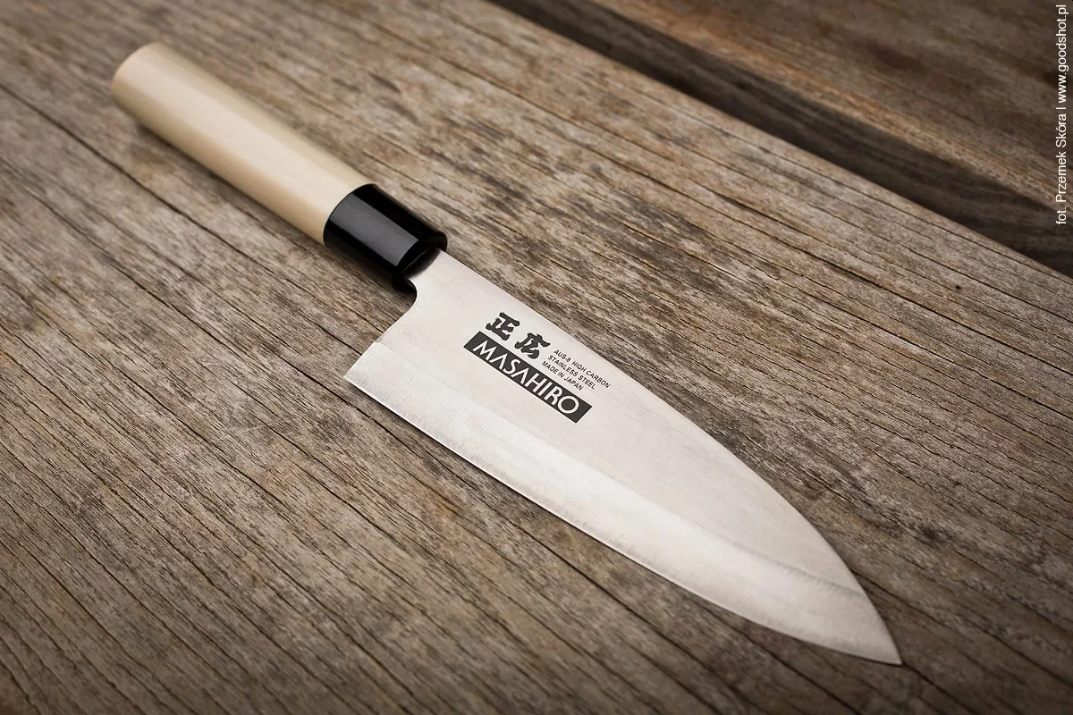 Nóż Masahiro MS-8 Deba do Ryb i Mięsa, Stal MBS-26, Rękojeść Drewno Magnoliowe, Ostrze 18 cm [10007] — zdjęcie 6