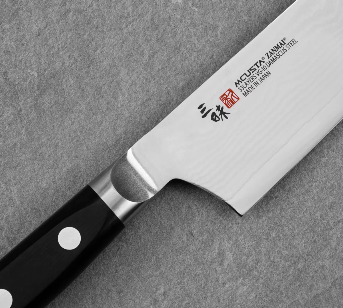 Mcusta Zanmai Classic Damascus VG-10 Pakka Nóż Santoku 18 cm — zdjęcie 2