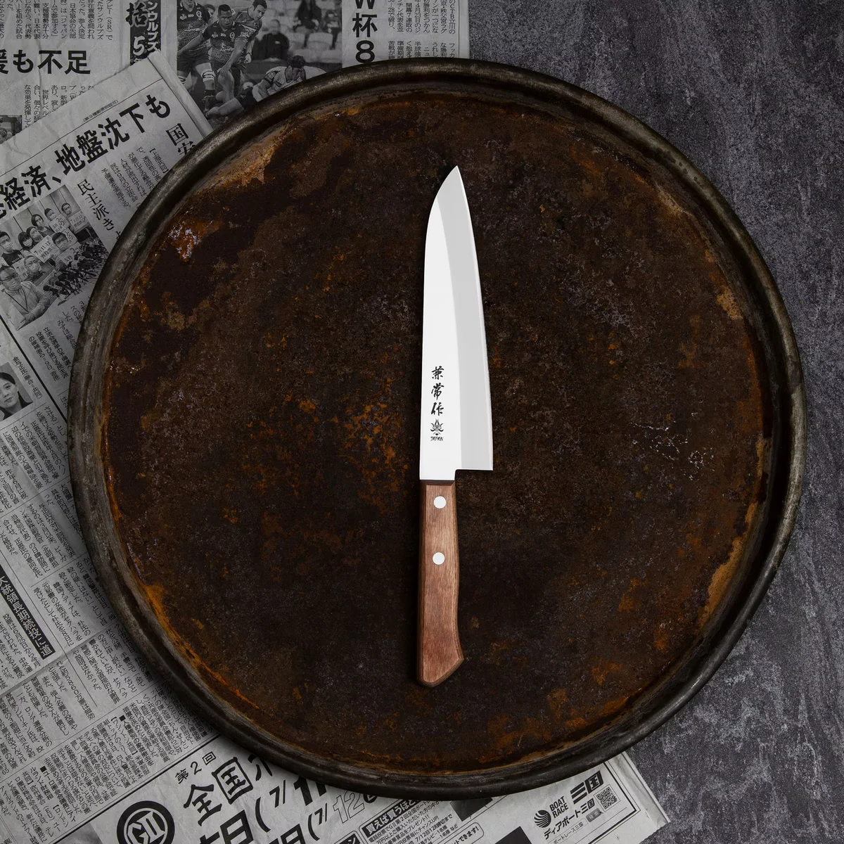 Kanetsune Seki 510 Shiro-2/SS Nóż Szefa Kuchni Gyuto 18 cm — zdjęcie 8