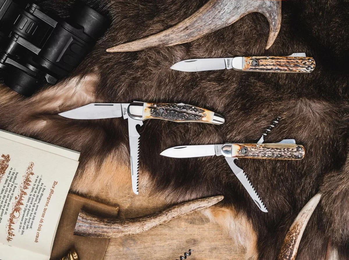 Scyzoryk Myśliwski Boker Jagdtaschenmesser z Rękojeścią z Poroża Jelenia — zdjęcie 4