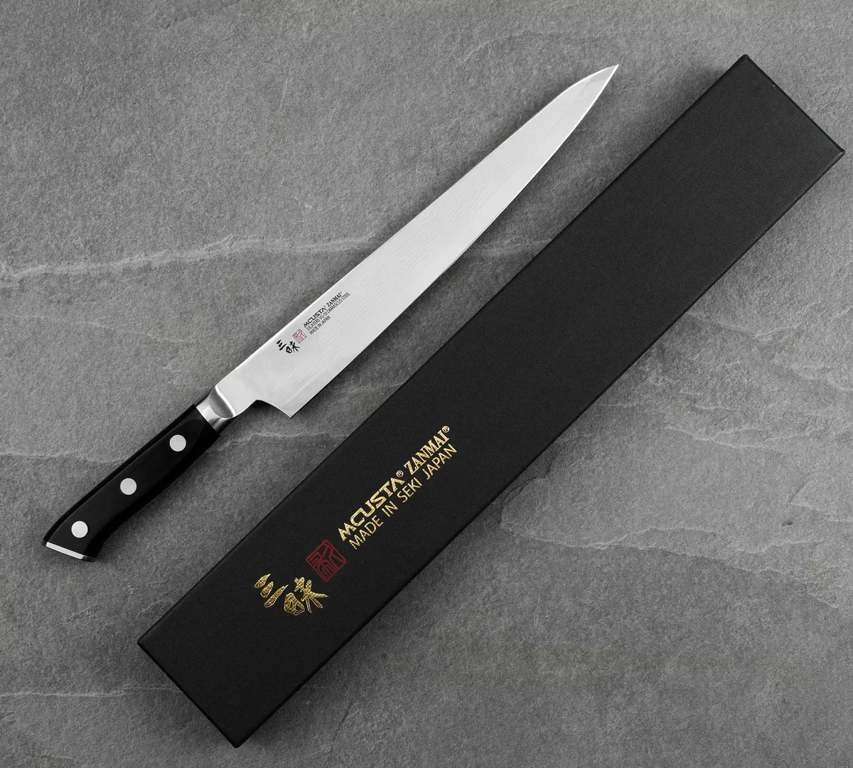 Mcusta Zanmai Classic Damascus VG-10 Pakka Nóż Sujihiki 24 cm — zdjęcie 2