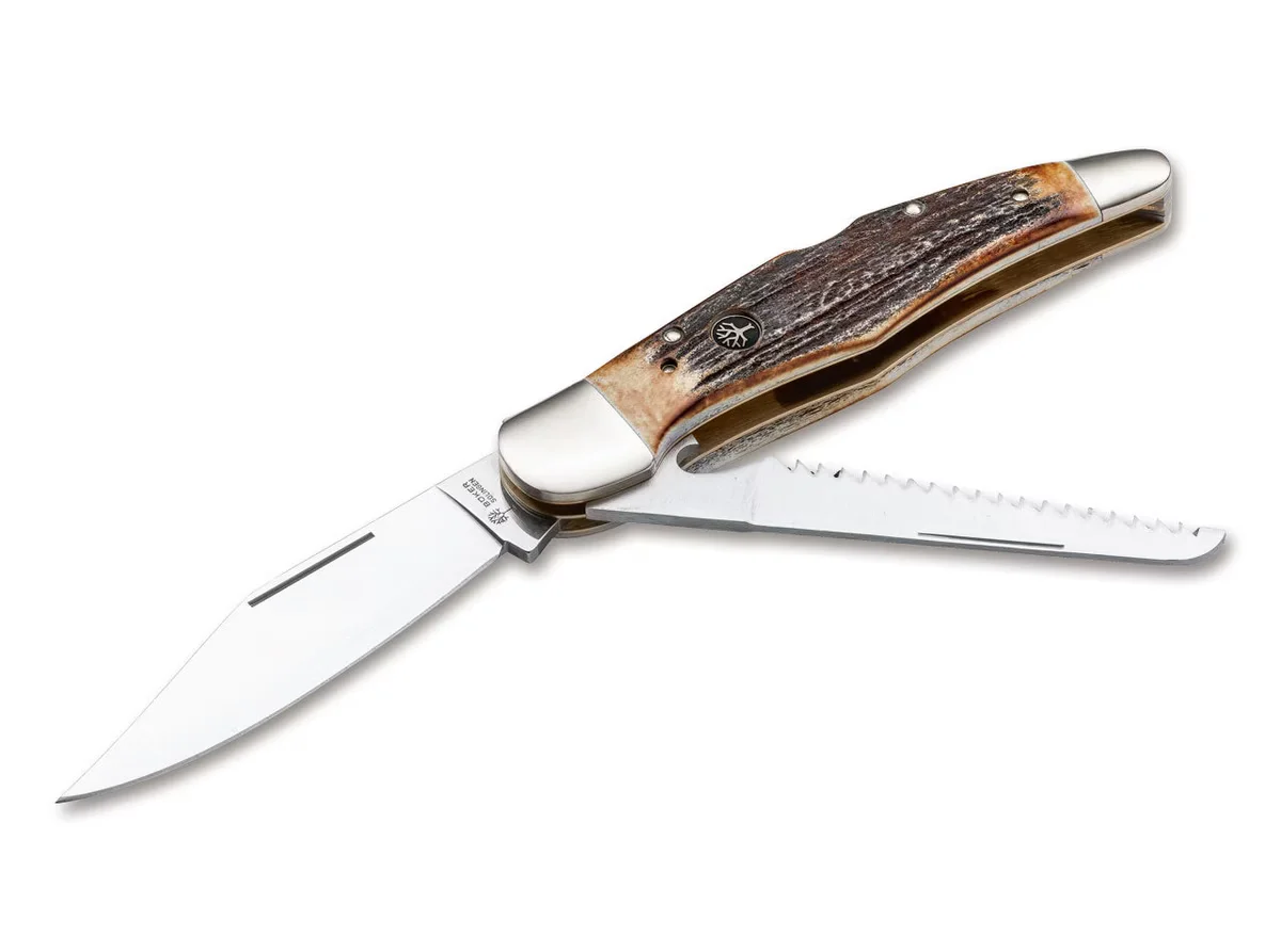 Scyzoryk Myśliwski Boker Jagdtaschenmesser z Rękojeścią z Poroża Jelenia