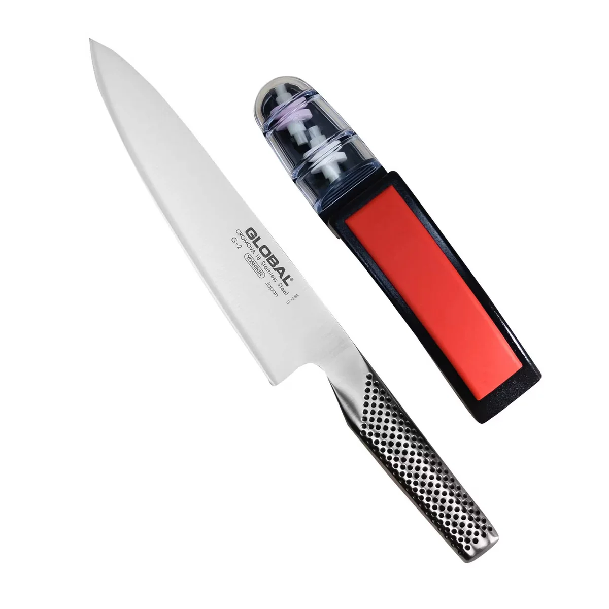 Global Zestaw Starter: Nóż Szefa Kuchni G-2 (20 cm) + Ostrzałka Wodna MinoSharp 220/BR — zdjęcie 2