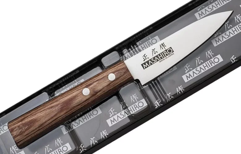 Nóż Masahiro Sankei Paring 9 cm, rękojeść brązowe pakkawood — zdjęcie 6