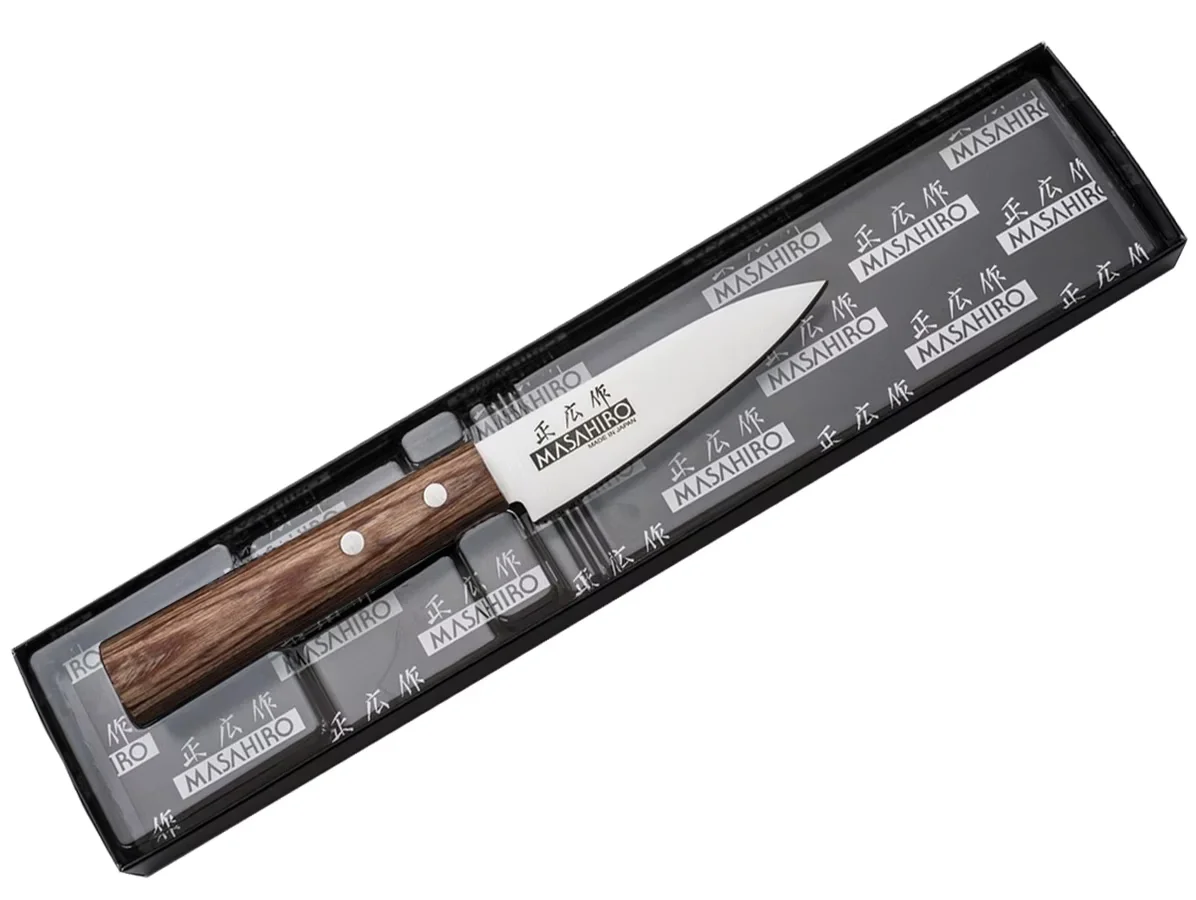 Nóż Masahiro Sankei Paring 9 cm, rękojeść brązowe pakkawood — zdjęcie 5
