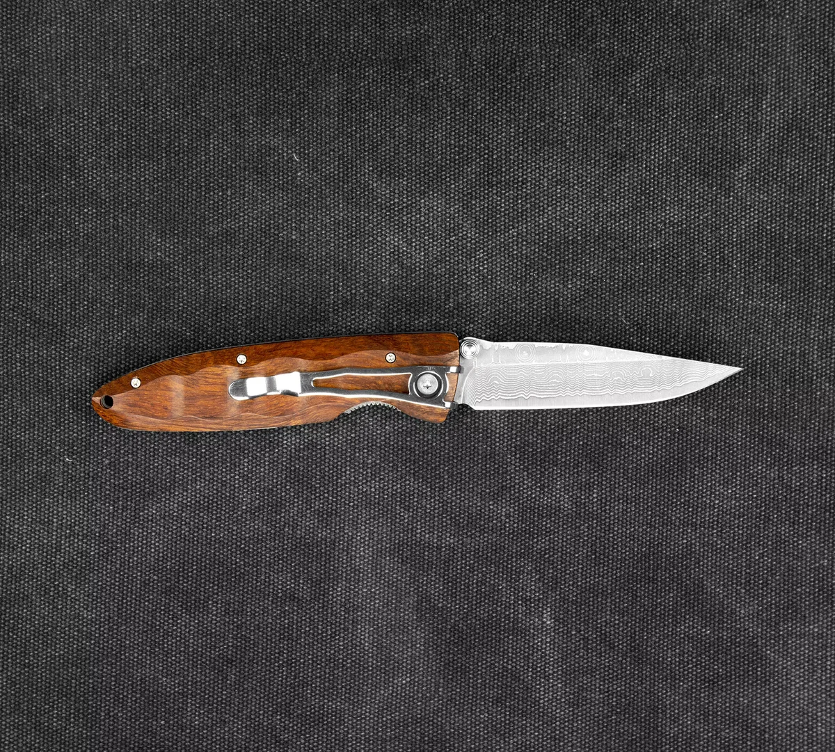 Mcusta Classic Wave Iron Wood Damascus VG-10 Nóż Składany 8,5 cm — zdjęcie 2