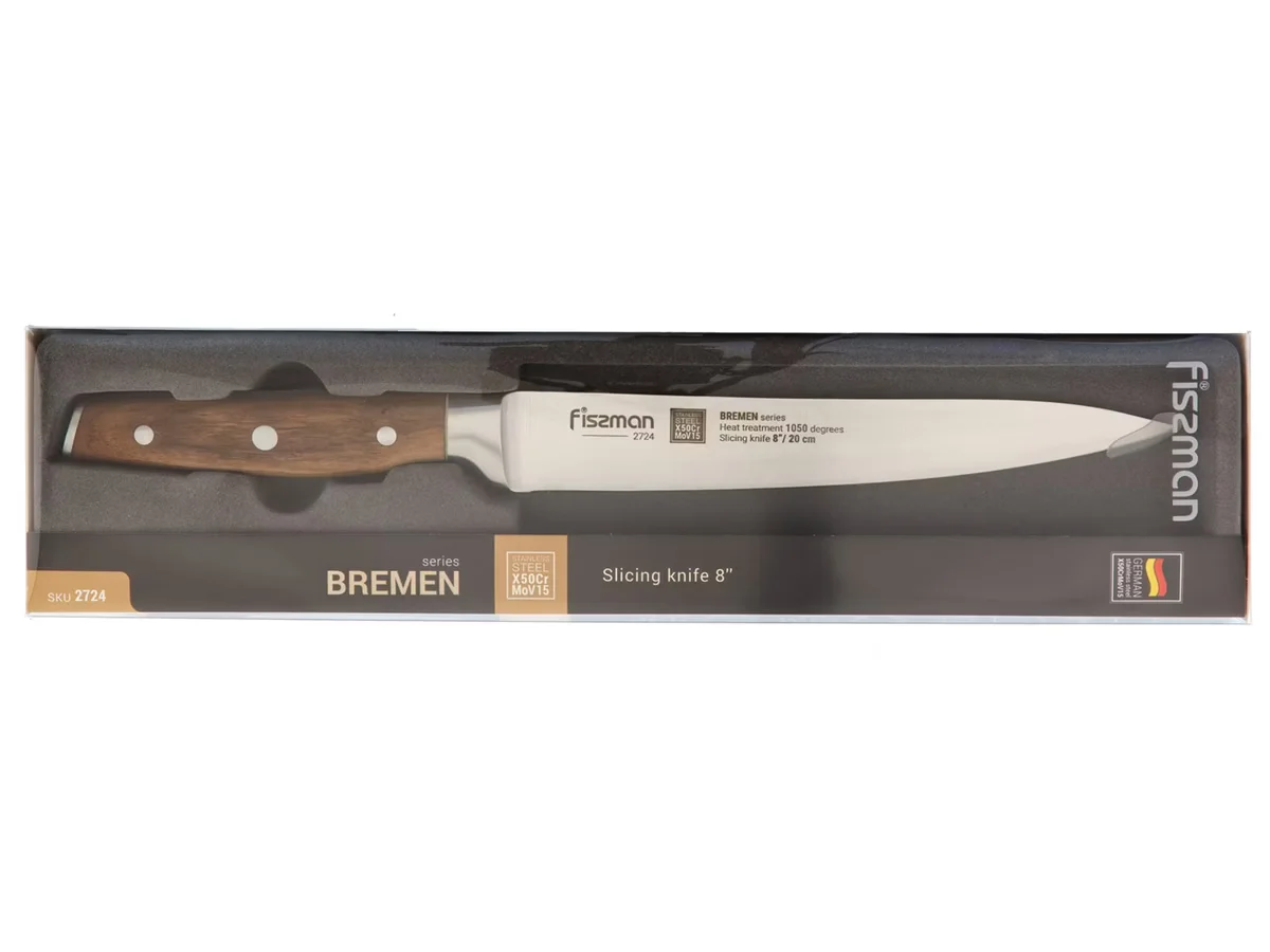 Nóż do krojenia Fissman Bremen z rękojeścią z drewna różanego, ostrze 20 cm — zdjęcie 2