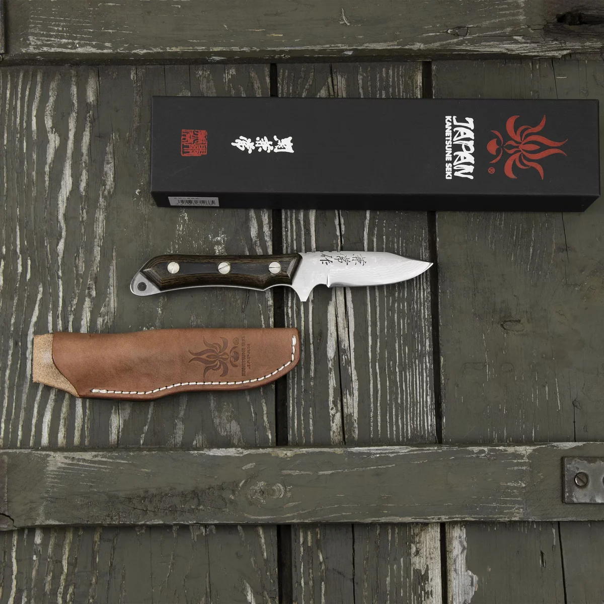 Kanetsune Seki Aogami#2 Seseragi Drop Point Nóż Outdoorowy 7 cm — zdjęcie 2