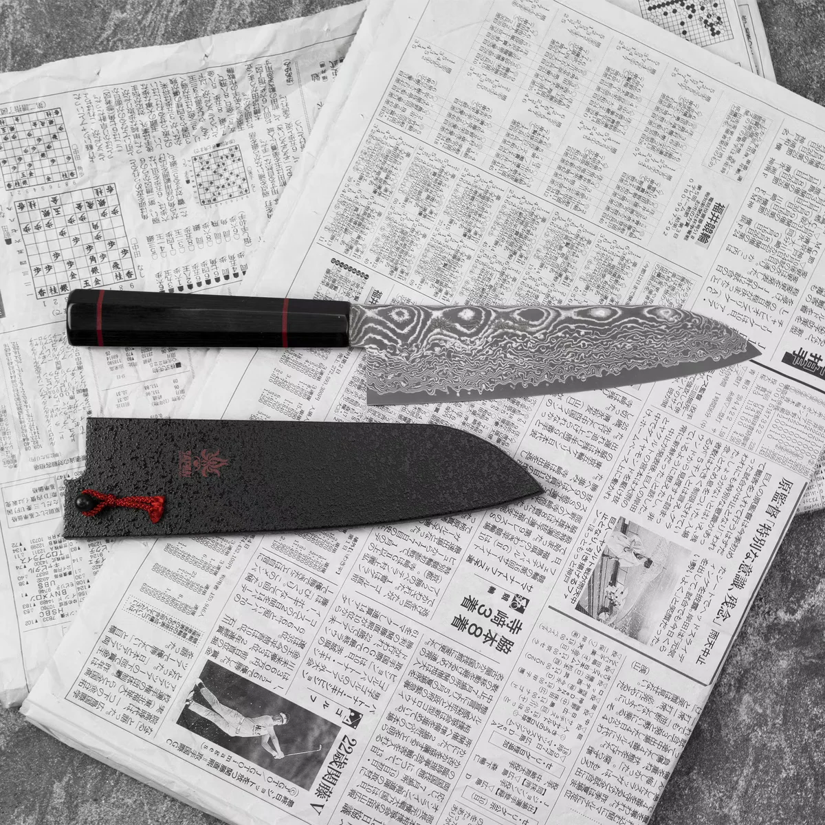 Kanetsune Namishibuki Nóż Santoku SG-2 18 cm z Saya — zdjęcie 5