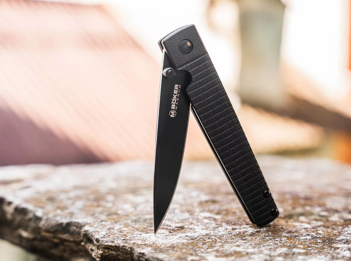 Nóż Boker Magnum Stereo składany, stal 440A, rękojeść G10, czarny — zdjęcie 6