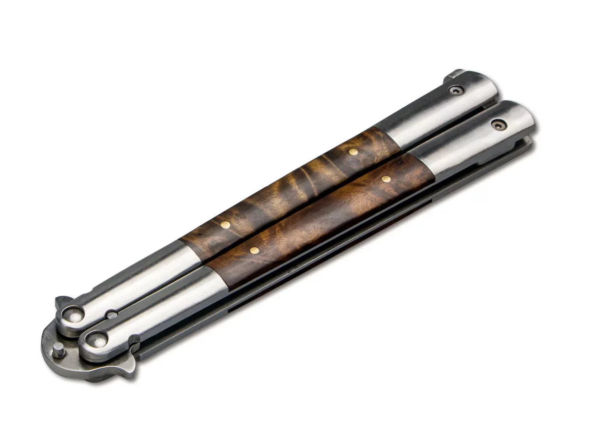 Boker Magnum Balisong Wood Large – Klasyczny Nóż Motylkowy z Drewnem — zdjęcie 2