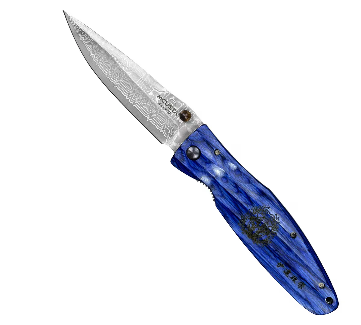 Mcusta Sengoku Blue Pakka Damascus VG-10 Nóż składany 8,6 cm
