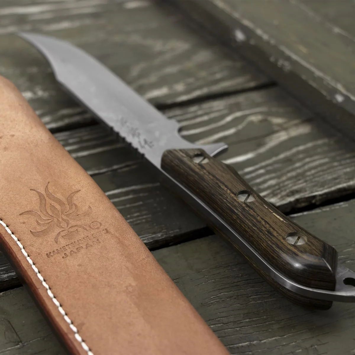 Kanetsune Seki Aogami#2 Seseragi Clip Nóż outdoorowy 12,5 cm — zdjęcie 9