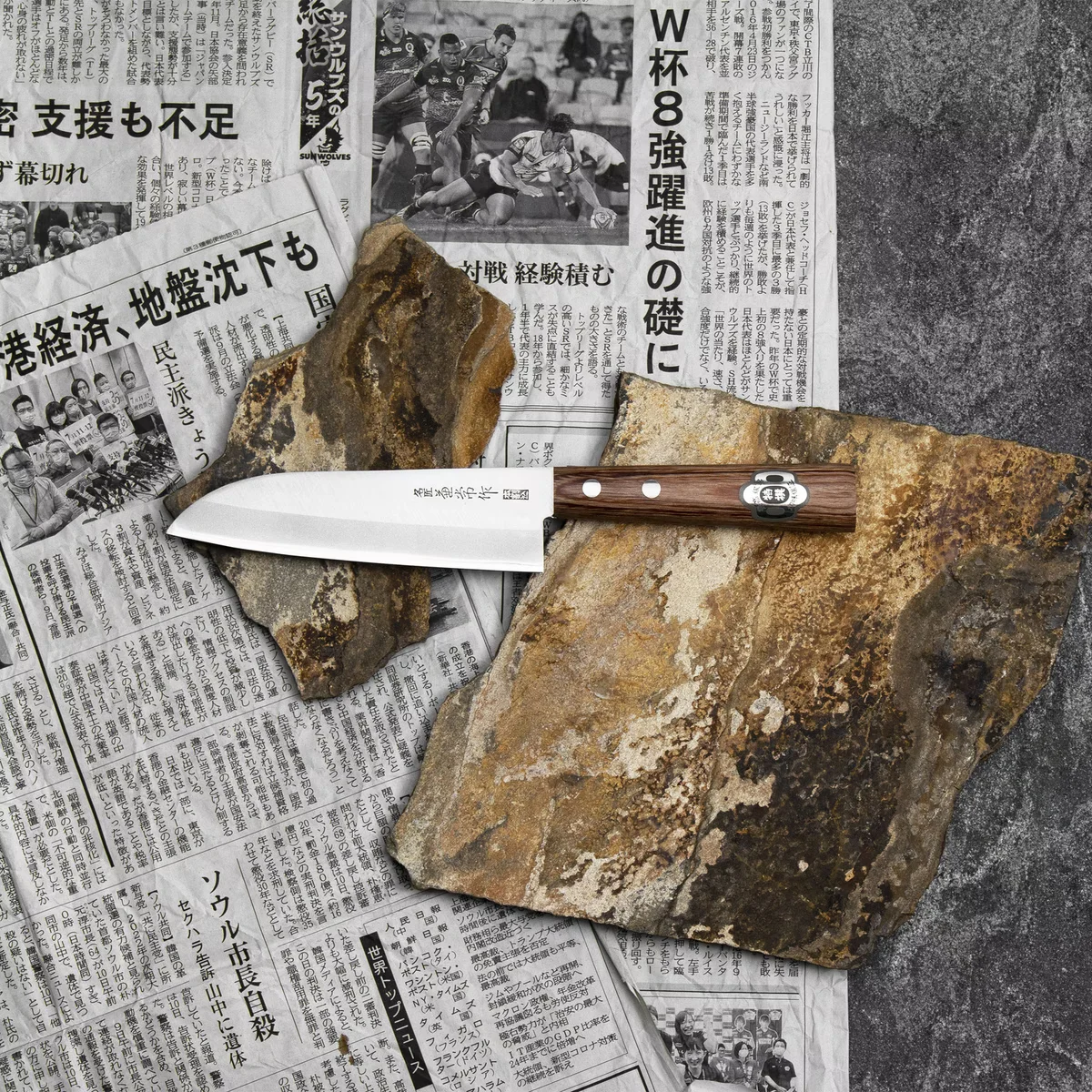 Kanetsune 1000 Shiro-2/SS Nóż Mini Santoku 14 cm — zdjęcie 4