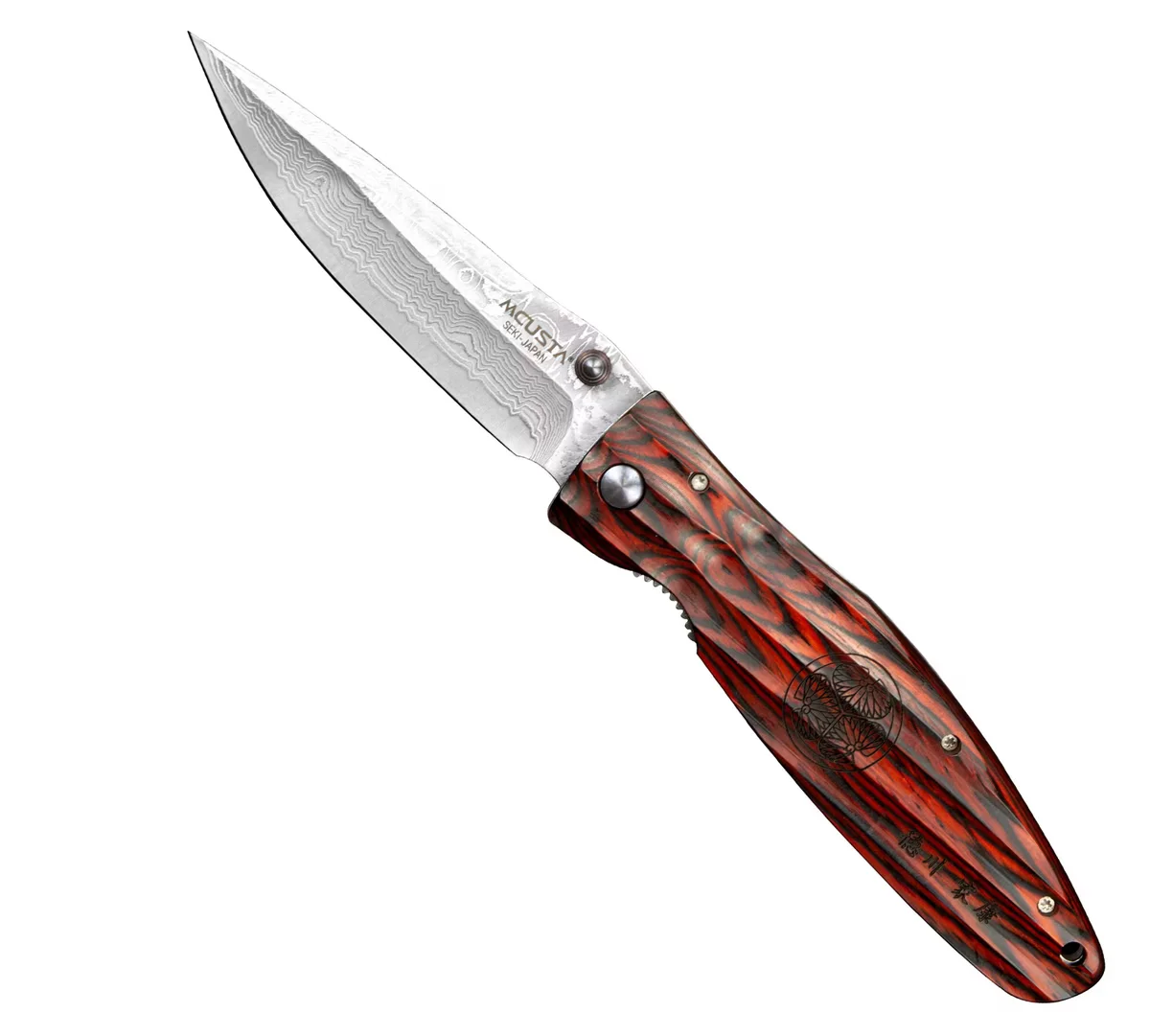 Nóż składany Mcusta Sengoku Red Pakka Damascus VG-10 8,6 cm