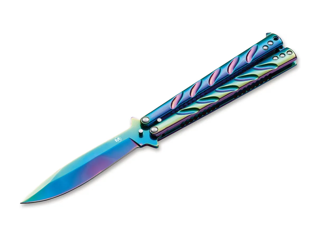 Nóż Motylkowy Boker Magnum Balisong Rainbow ze Stali 440A, 22.5 cm