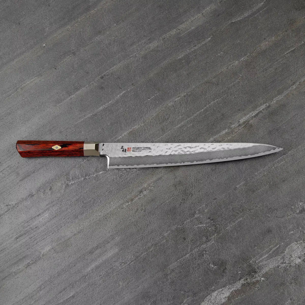 Mcusta Zanmai VG-10 Hammered Supreme Nóż Sujihiki 27 cm — zdjęcie 10