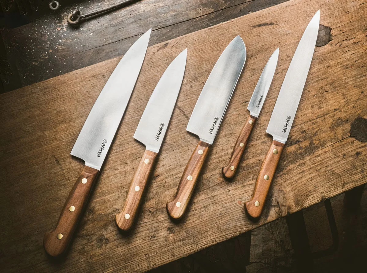 Nóż Santoku Böker Solingen Cottage-Craft z Drewnem Śliwkowym — zdjęcie 3