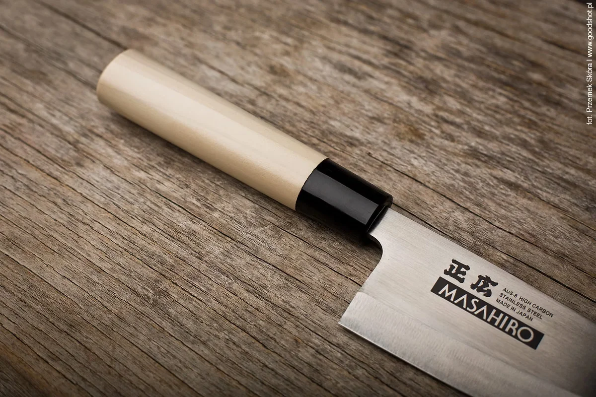 Nóż Masahiro MS-8 Deba do Ryb i Mięsa, Stal MBS-26, Rękojeść Drewno Magnoliowe, Ostrze 18 cm [10007] — zdjęcie 7