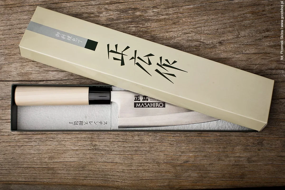 Nóż Masahiro MS-8 Deba do Ryb i Mięsa, Stal MBS-26, Rękojeść Drewno Magnoliowe, Ostrze 18 cm [10007] — zdjęcie 3