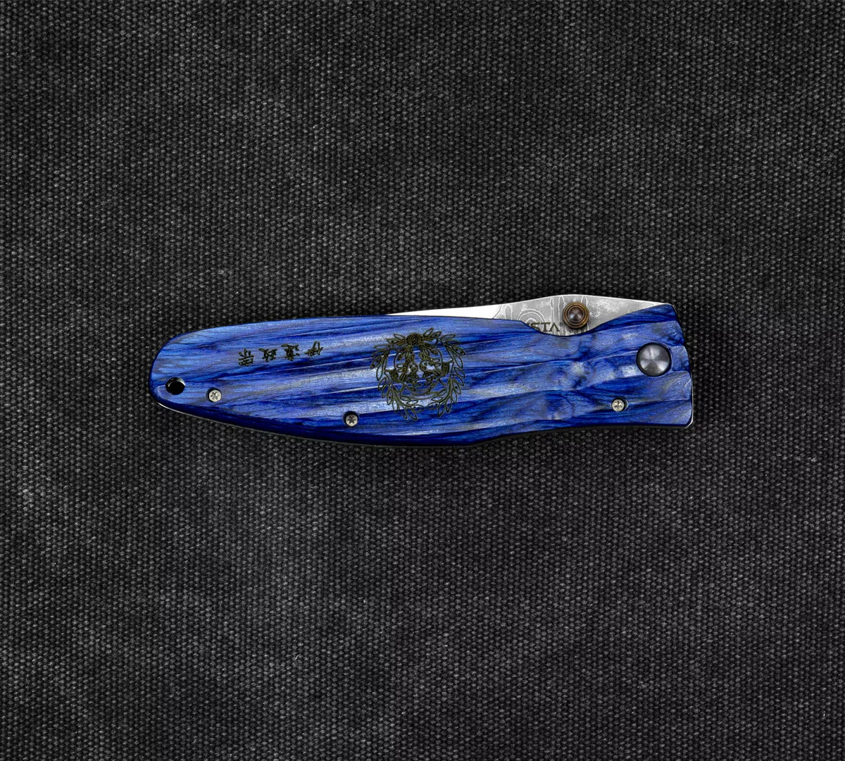 Mcusta Sengoku Blue Pakka Damascus VG-10 Nóż składany 8,6 cm — zdjęcie 4