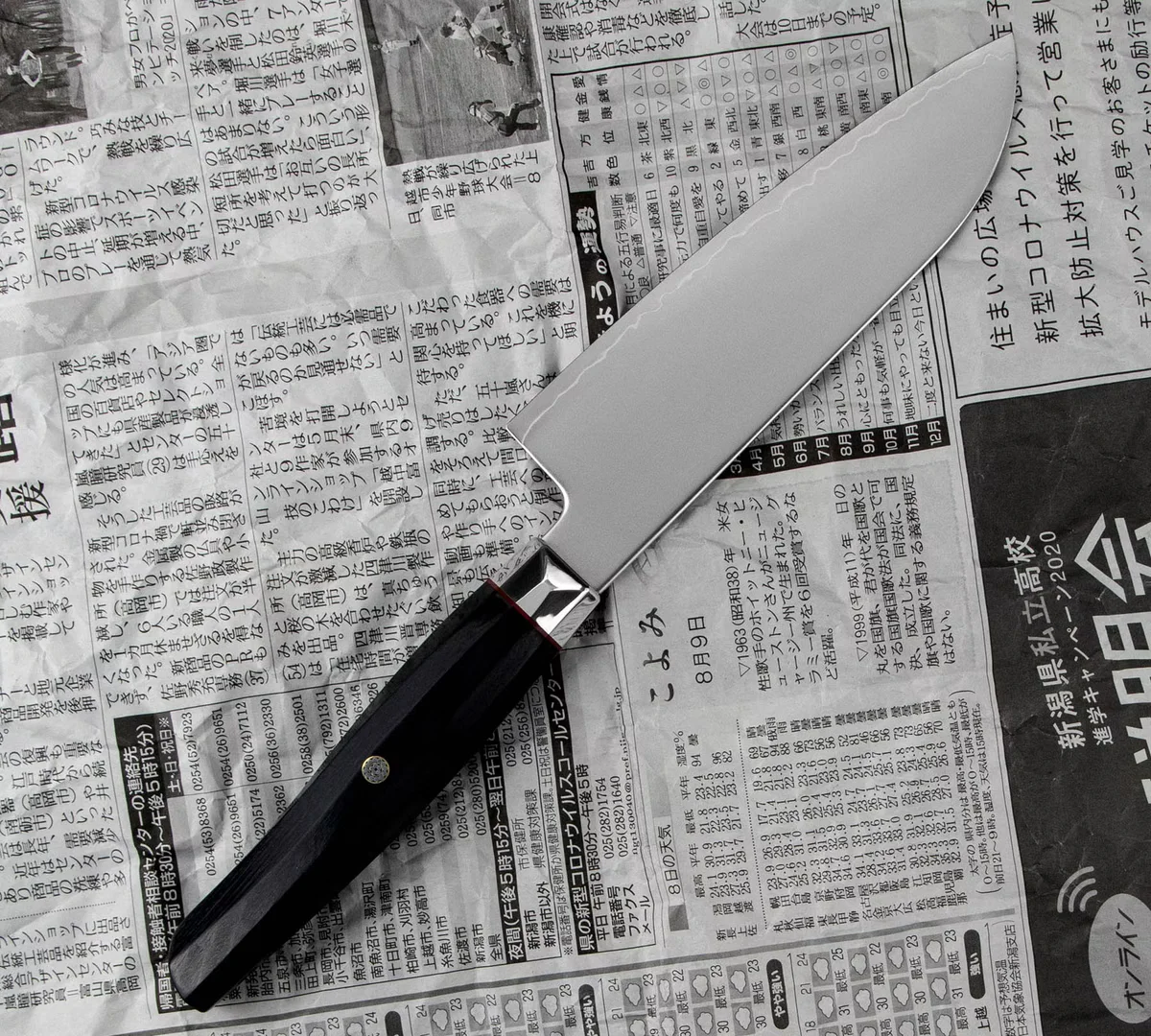 Mcusta Zanmai Revolution Nóż Santoku 15 cm ze stali SPG2 — zdjęcie 6