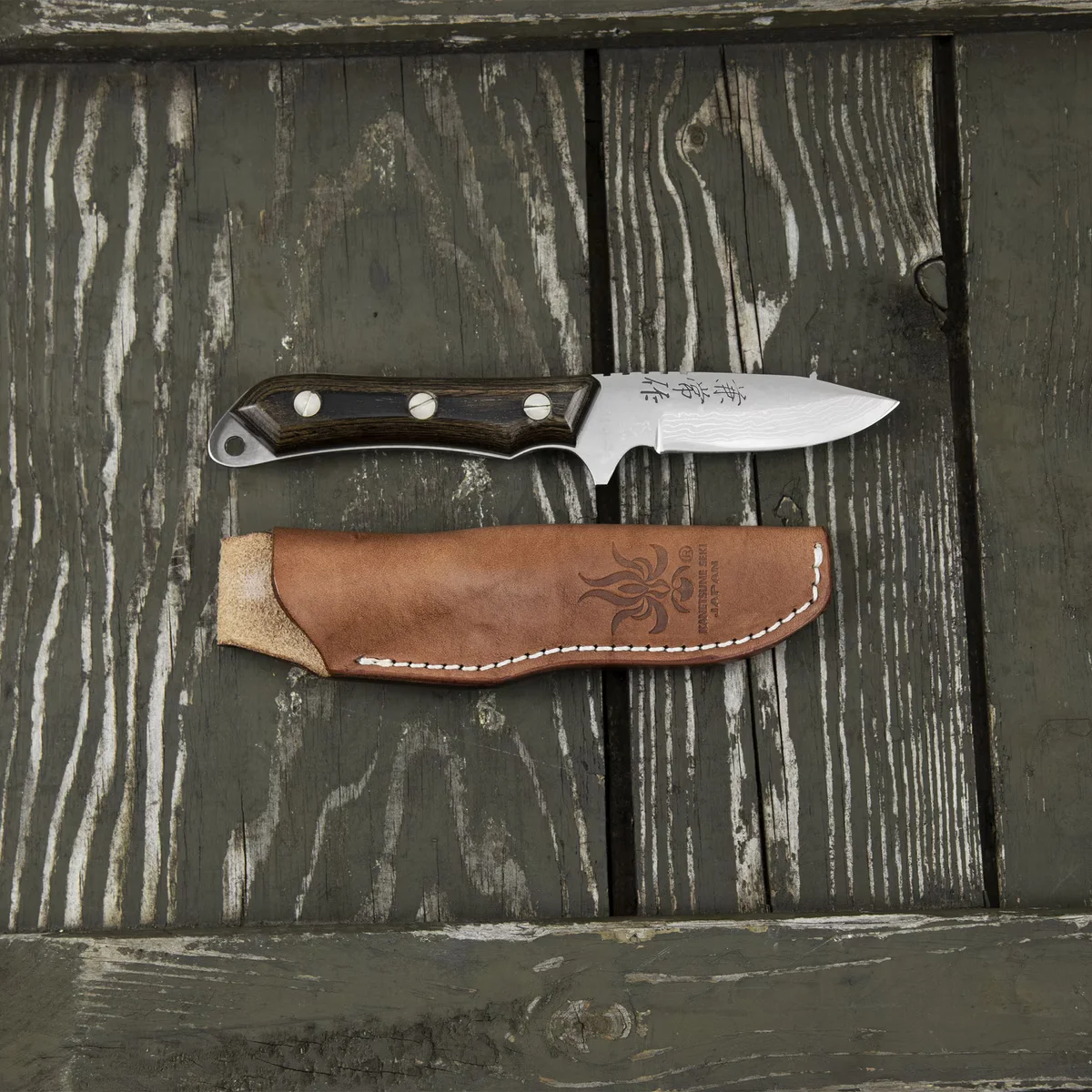 Kanetsune Seki Aogami#2 Seseragi Drop Point Nóż Outdoorowy 7 cm — zdjęcie 8