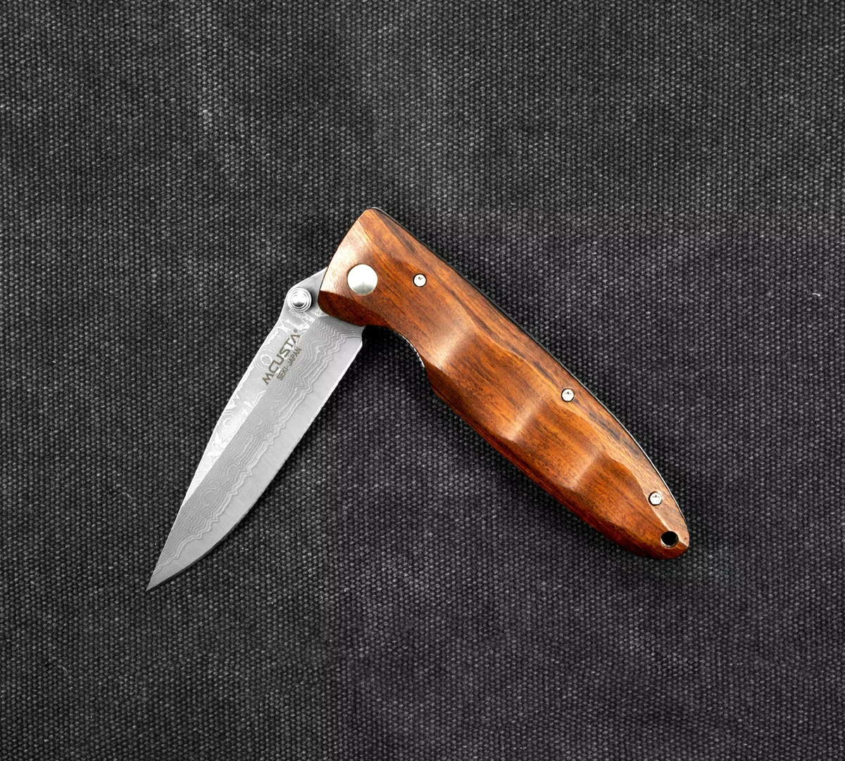 Mcusta Classic Wave Iron Wood Damascus VG-10 Nóż Składany 8,5 cm — zdjęcie 3