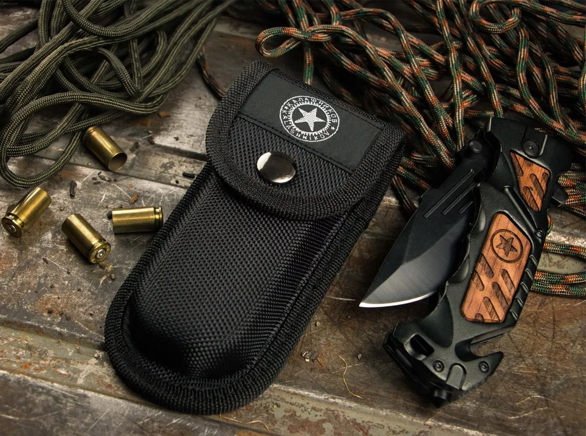 Nóż Böker Plus AK-14 składany z flipperem i przecinakiem do pasów — zdjęcie 3