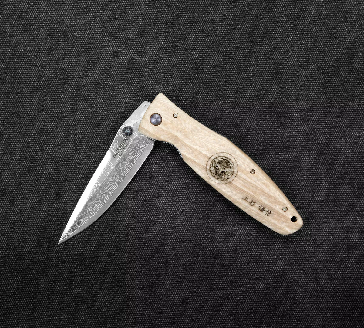 Mcusta Sengoku White Micarta Damascus VG-10 Nóż składany 8,6 cm — zdjęcie 3