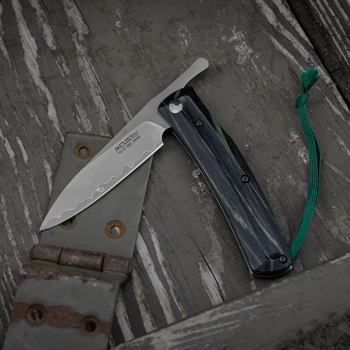 Mcusta Friction Folder Nóż Składany Czarno-Zielony VG-10 7,5 cm — zdjęcie 12