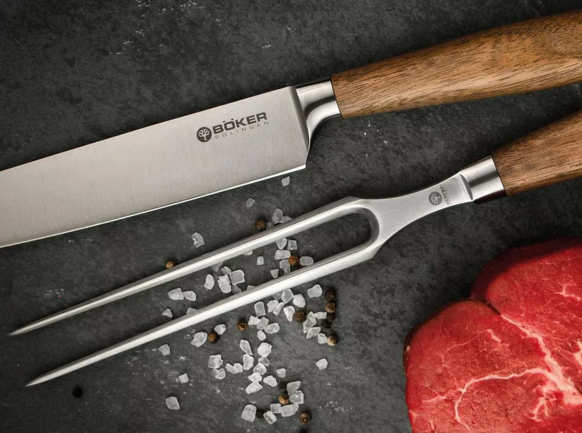 Widelec Boker Solingen Core Walnut – do Serwowania i Grillowania — zdjęcie 3