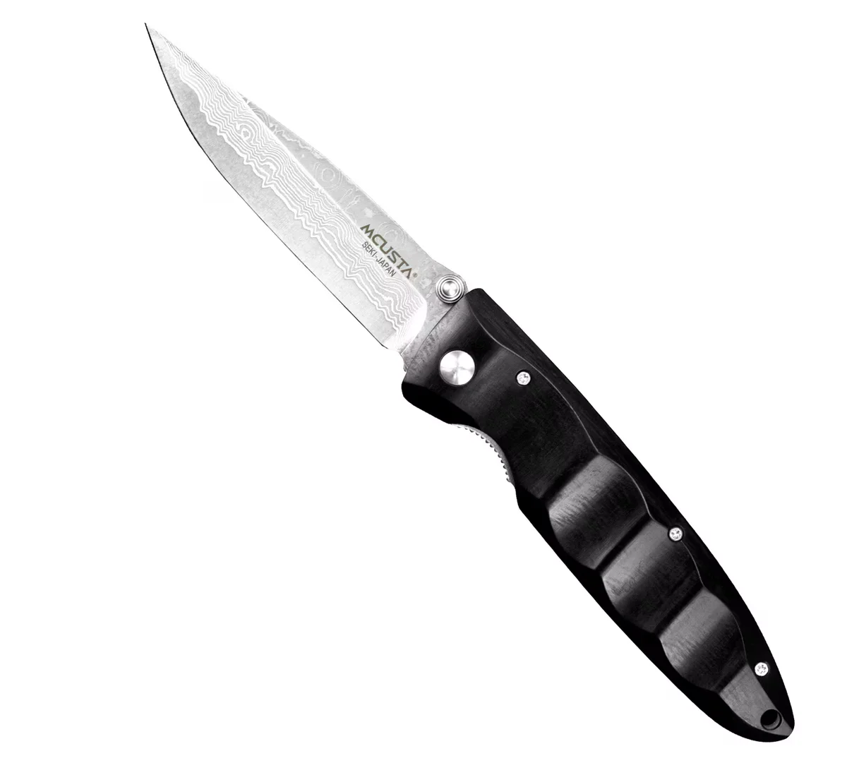 Mcusta Classic Wave Black Pakka Damascus VG-10 Nóż Składany 8,5 cm