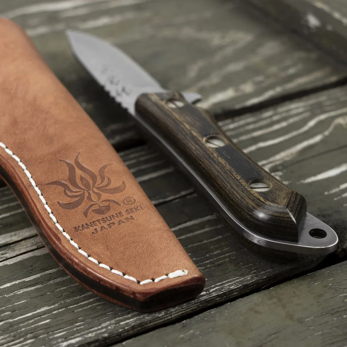 Kanetsune Seki Aogami#2 Seseragi Drop Point Nóż Outdoorowy 7 cm — zdjęcie 5