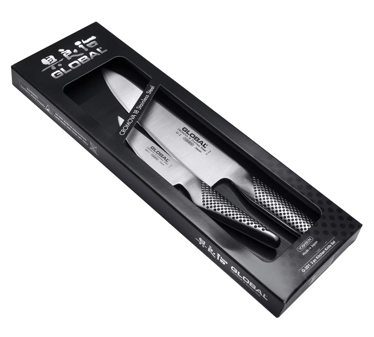 Zestaw 2 noży Global: Nóż Szefa Kuchni G-2 (20 cm) + Nóż Kuchenny GS-1 (11 cm)