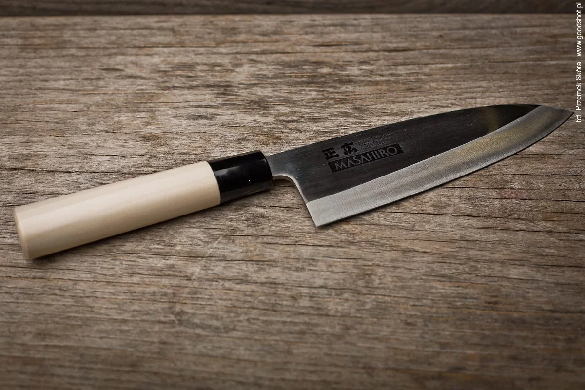 Nóż Masahiro MS-8 Deba do Ryb i Mięsa, Stal MBS-26, Rękojeść Drewno Magnoliowe, Ostrze 18 cm [10007] — zdjęcie 8