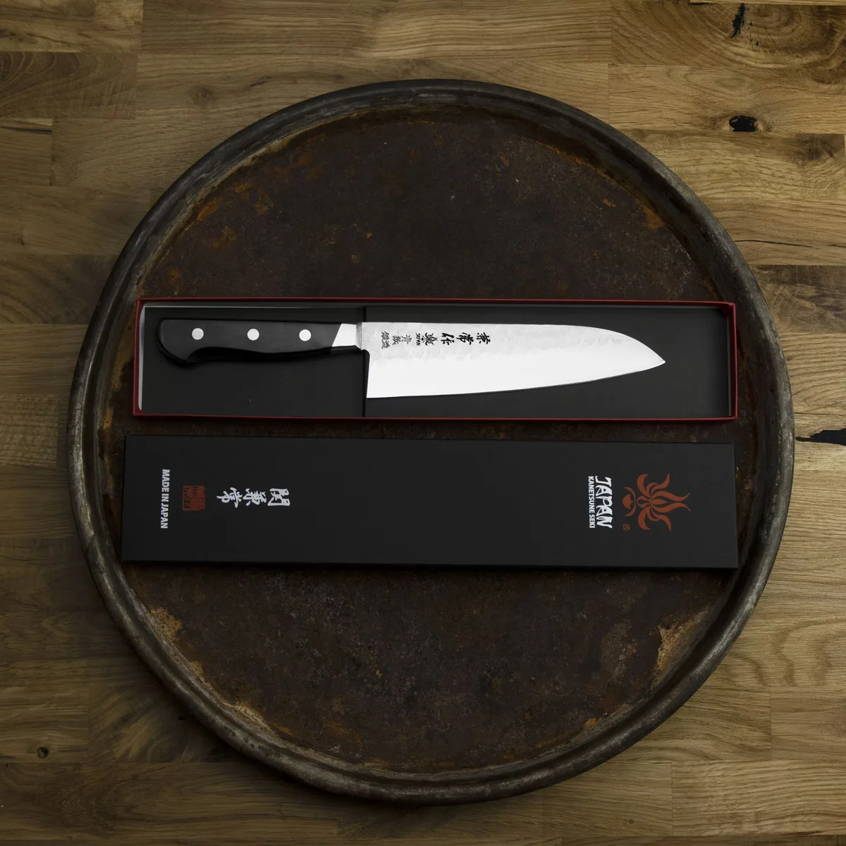 Kanetsune YH-3000 Aogami#2/SS Nóż Santoku 18 cm — zdjęcie 2