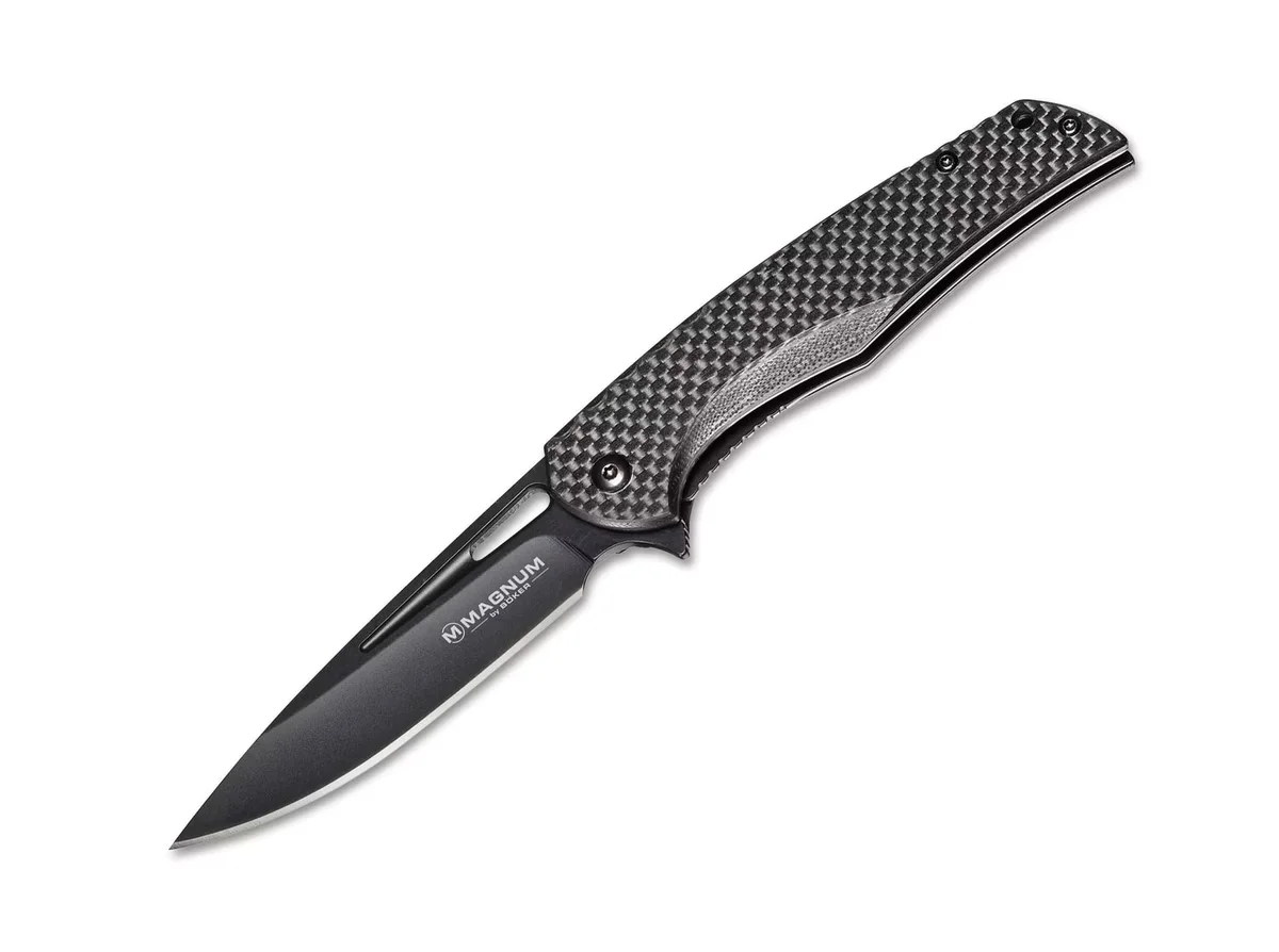 Nóż składany Boker Magnum Black Carbon, stal 440A, włókno węglowe