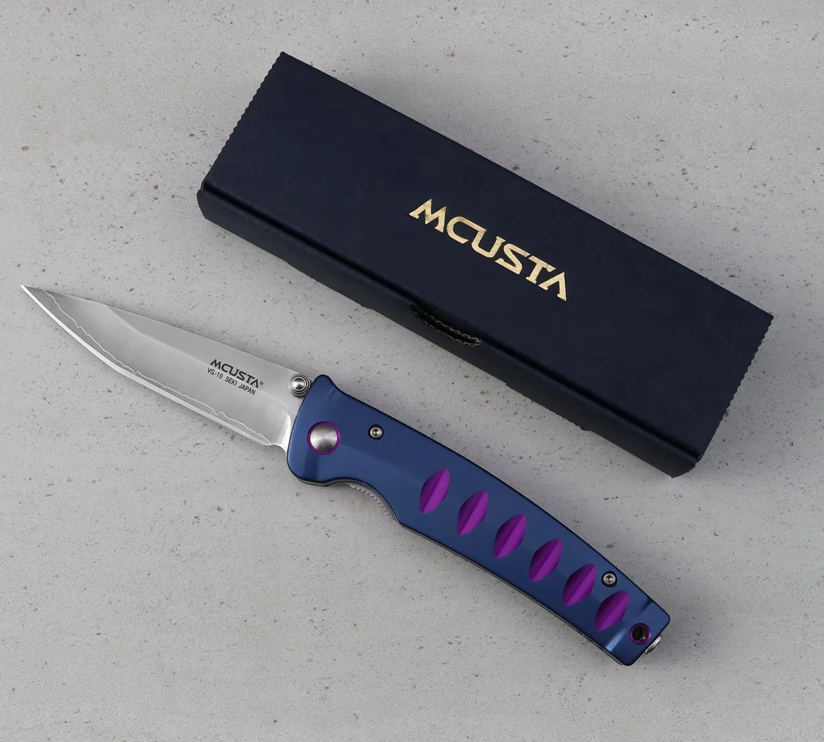 Mcusta Katana VG-10 Blue/Purple Nóż Składany 8,5 cm — zdjęcie 2