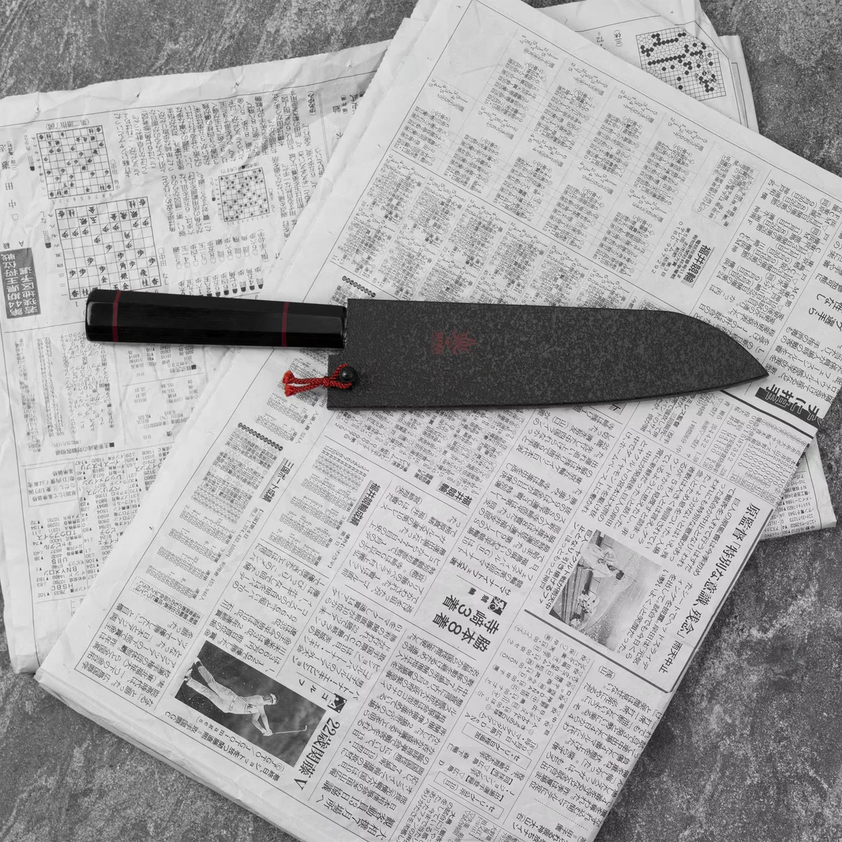 Kanetsune Namishibuki Nóż Santoku SG-2 18 cm z Saya — zdjęcie 8