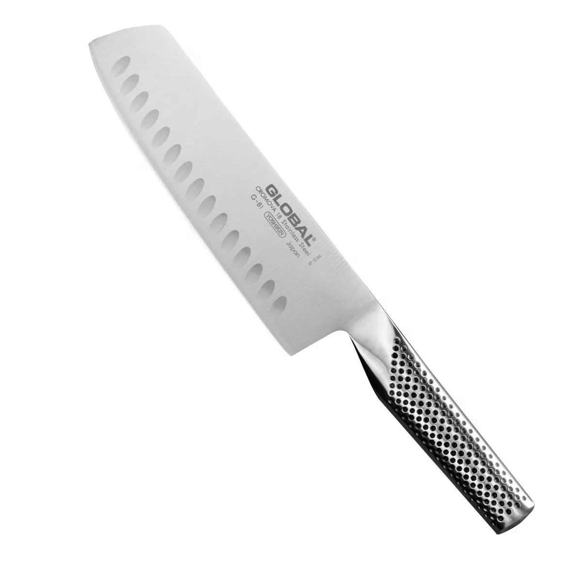 Global G-81 Nóż do warzyw Nakiri żłobiony 18 cm
